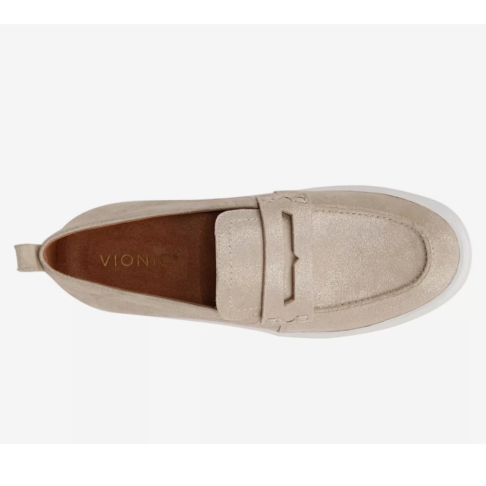 New $135 Vionic Uptown Penny Loafer gold shimmer leather 8.5 40 - Picture 4 of 11